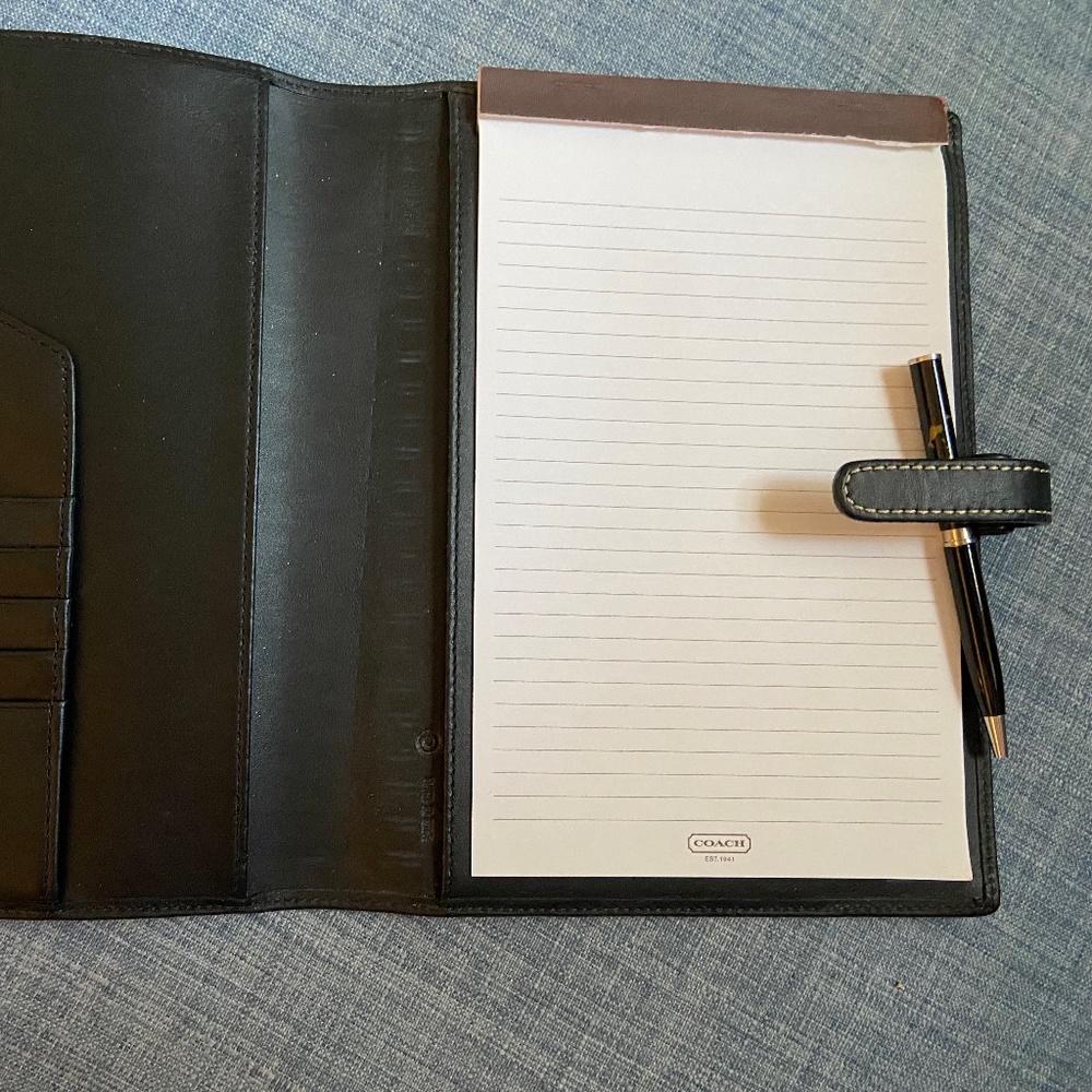 Coach card holder, 4” Coach pen, notepad